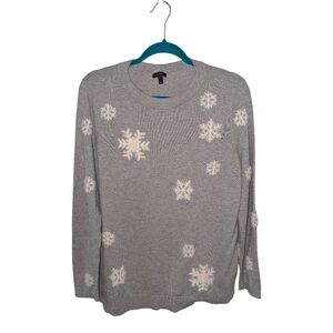 Talbots Gray Sweater with White Snowflakes